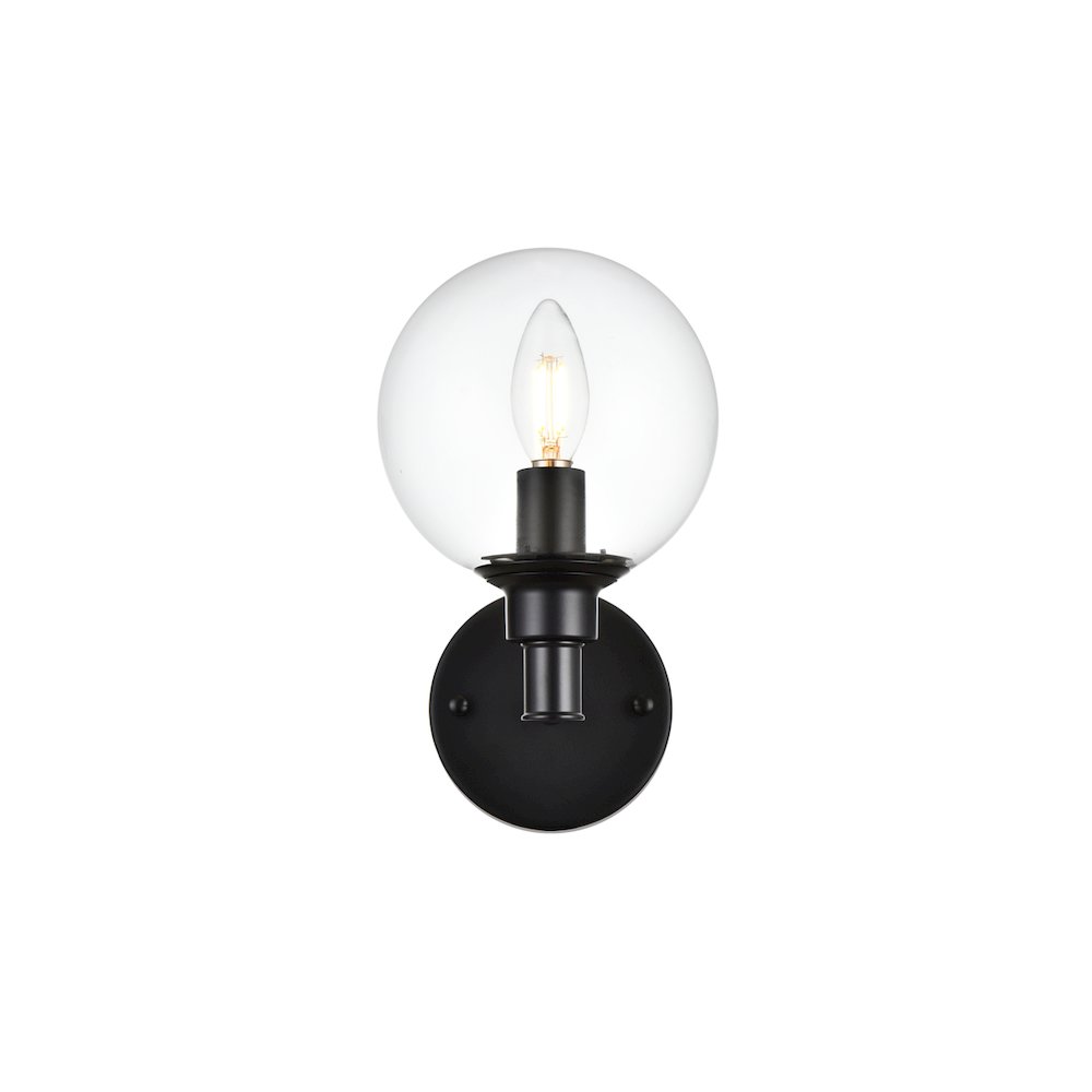 Jaelynn 1 light Black and Clear Bath Sconce