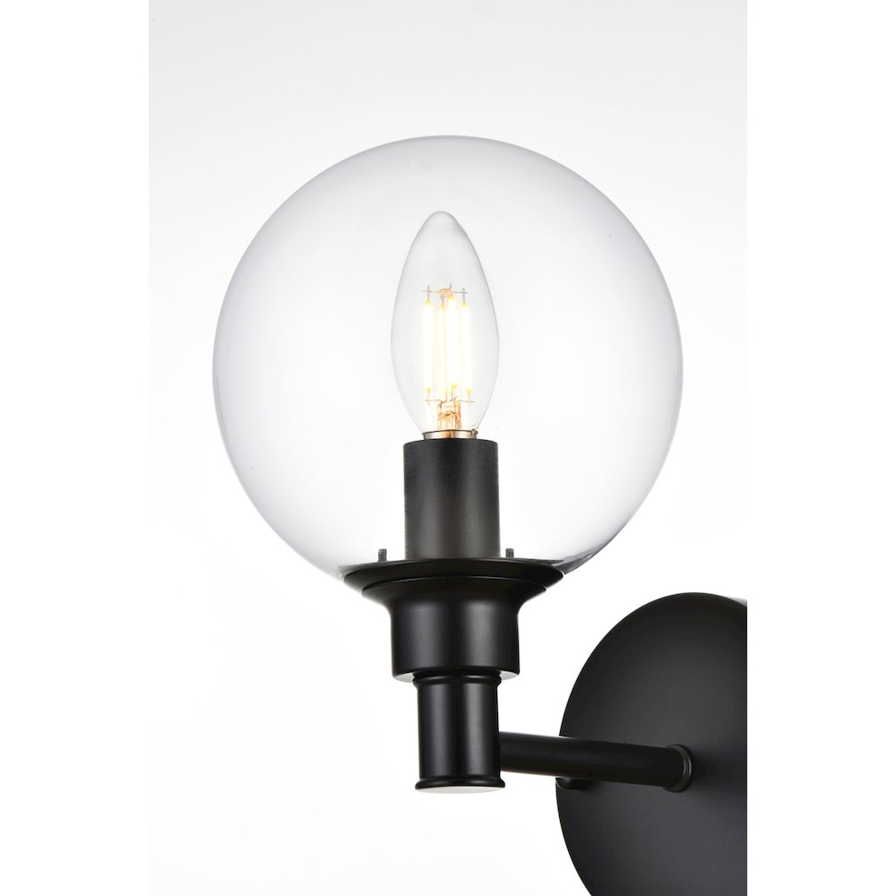 Jaelynn 1 light Black and Clear Bath Sconce