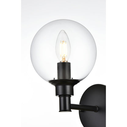 Jaelynn 1 light Black and Clear Bath Sconce