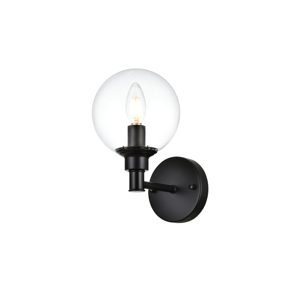 Jaelynn 1 light Black and Clear Bath Sconce