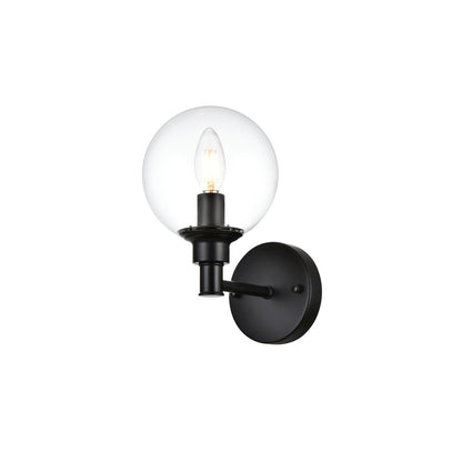 Jaelynn 1 light Black and Clear Bath Sconce
