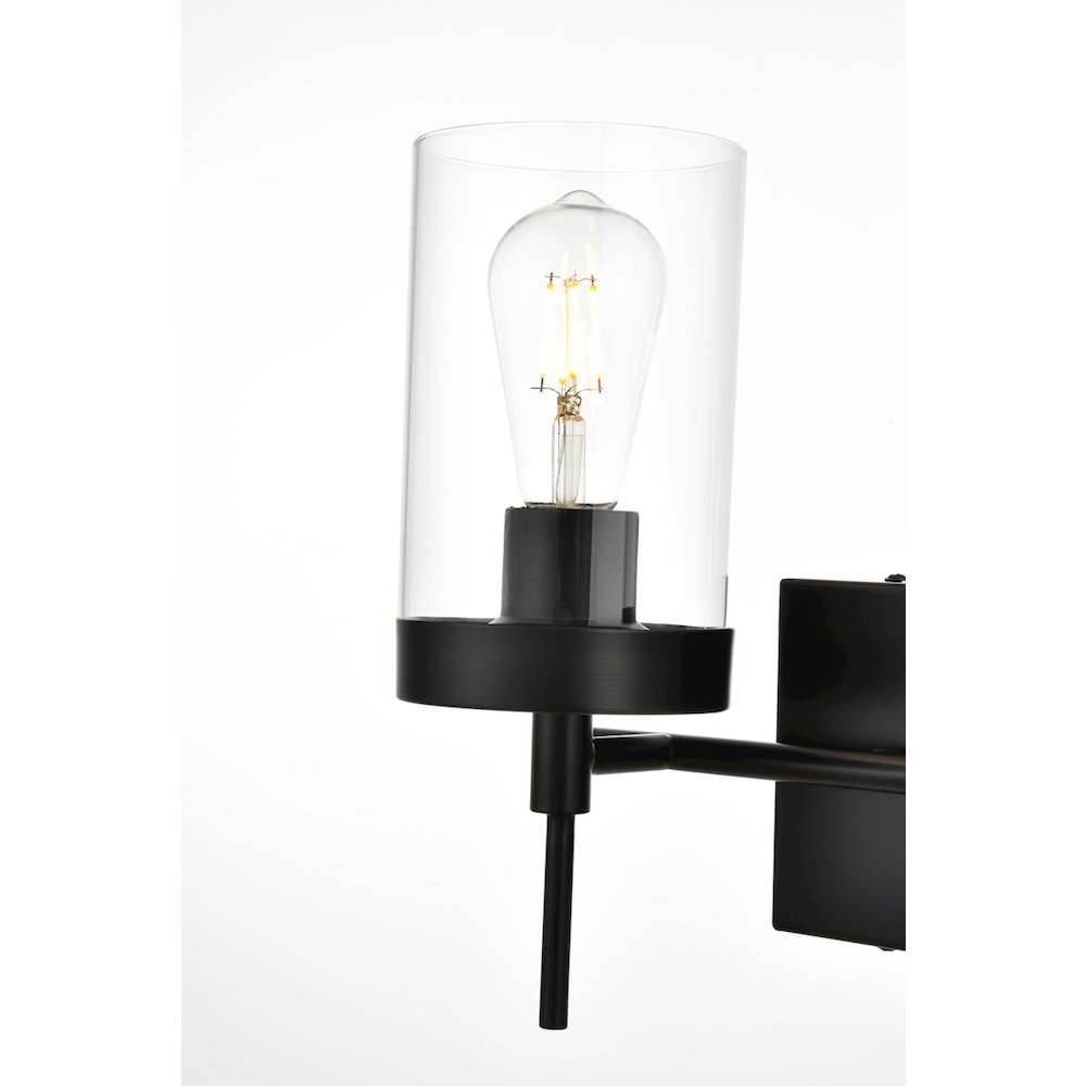 Benny 2 light Black and Clear Bath Sconce