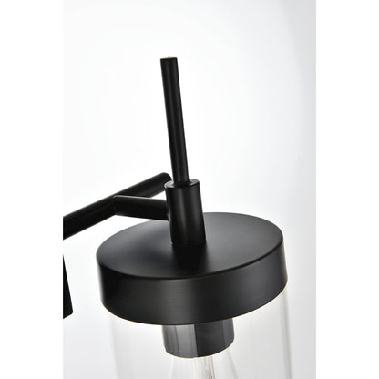 Benny 2 light Black and Clear Bath Sconce