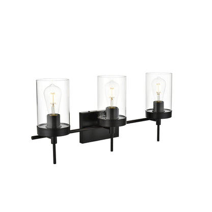 Benny 3 light Black and Clear Bath Sconce