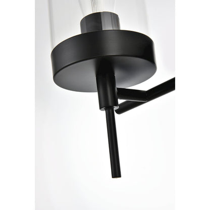 Benny 3 light Black and Clear Bath Sconce