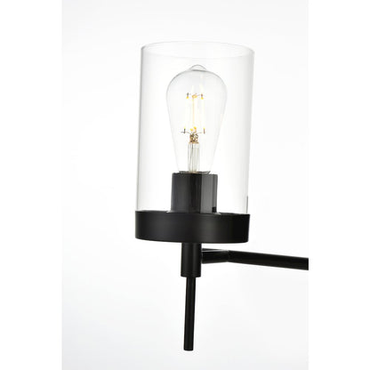 Benny 3 light Black and Clear Bath Sconce
