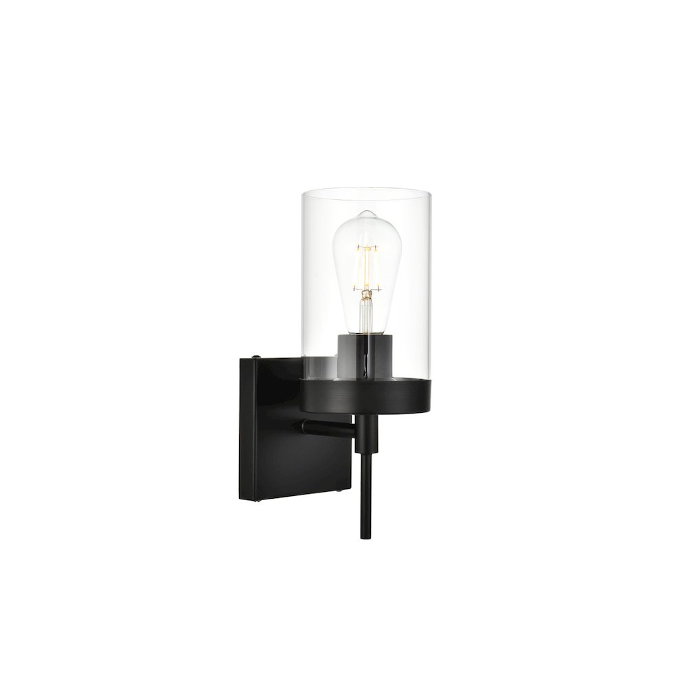 Benny 1 light Black and Clear Bath Sconce