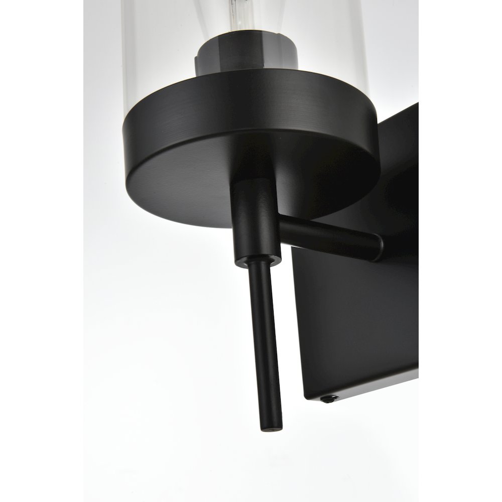 Benny 1 light Black and Clear Bath Sconce
