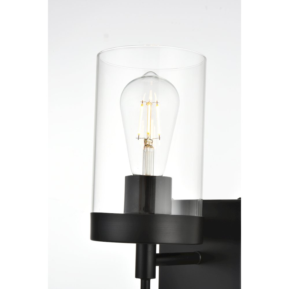 Benny 1 light Black and Clear Bath Sconce