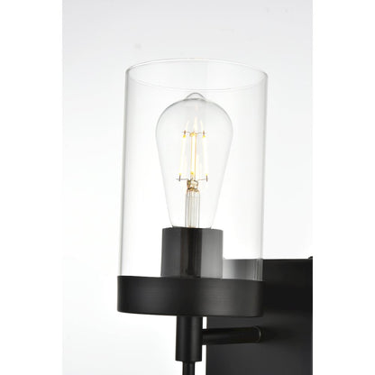 Benny 1 light Black and Clear Bath Sconce