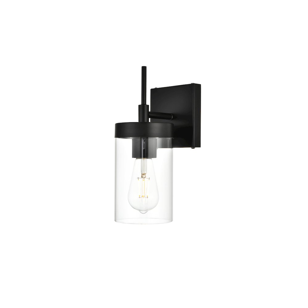Benny 1 light Black and Clear Bath Sconce