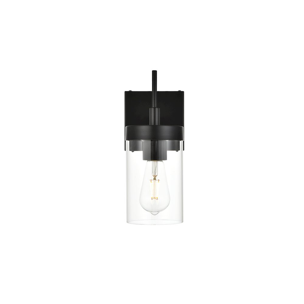 Benny 1 light Black and Clear Bath Sconce