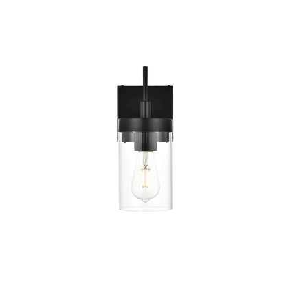 Benny 1 light Black and Clear Bath Sconce