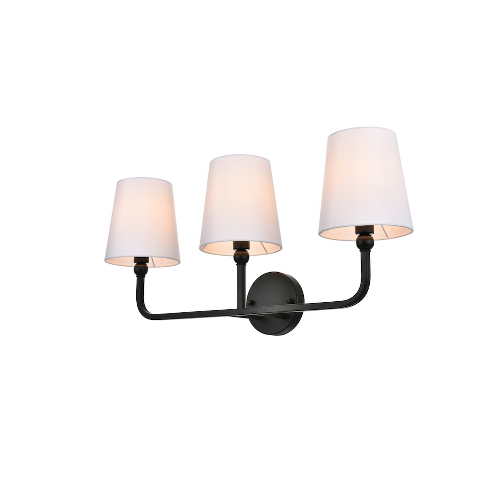 Colson 3 light Black and Clear Bath Sconce
