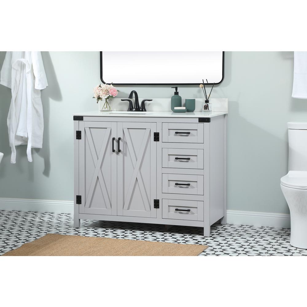 42 inch Single bathroom vanity in grey with backsplash