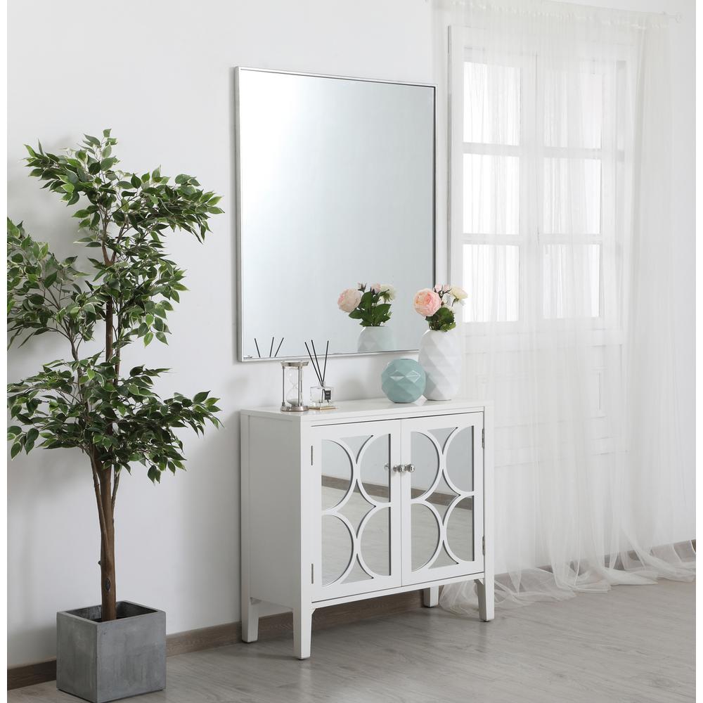 Metal frame rectangle mirror 36 inch in silver