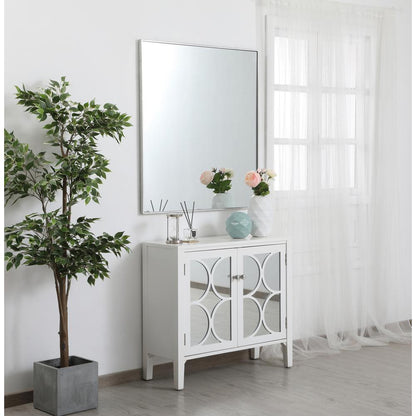 Metal frame rectangle mirror 36 inch in silver