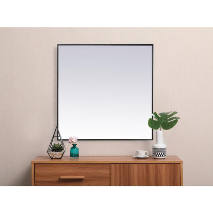 Metal Frame Square Mirror 42 inch in Black