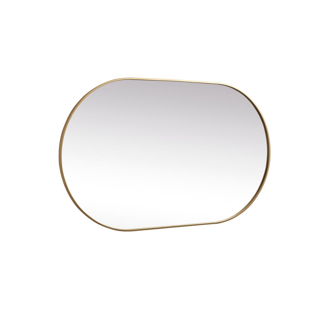 Metal Frame Oval Mirror 36x60 Inch in Brass