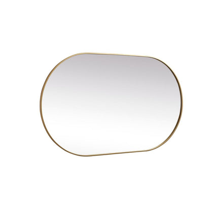Metal Frame Oval Mirror 36x60 Inch in Brass