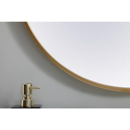 Metal Frame Oval Mirror 24x36 Inch in Brass
