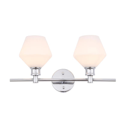 Gene 2 light Chrome and Frosted white glass Wall sconce
