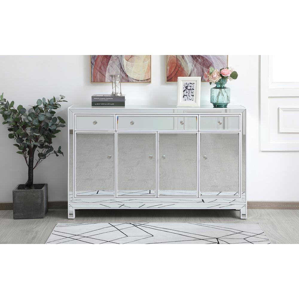 56 inch mirrored credenza in white