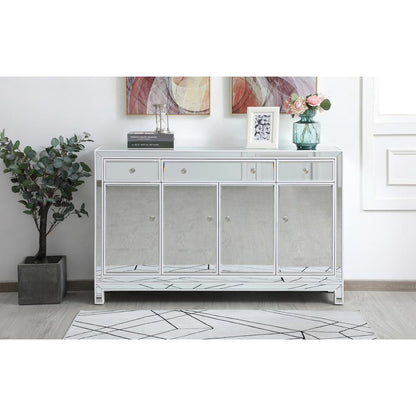 56 inch mirrored credenza in white