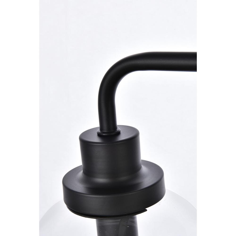 Hanson 3 lights bath sconce in black with clear shade