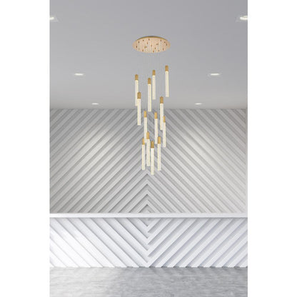 Weston 13 lights pendant in satin gold