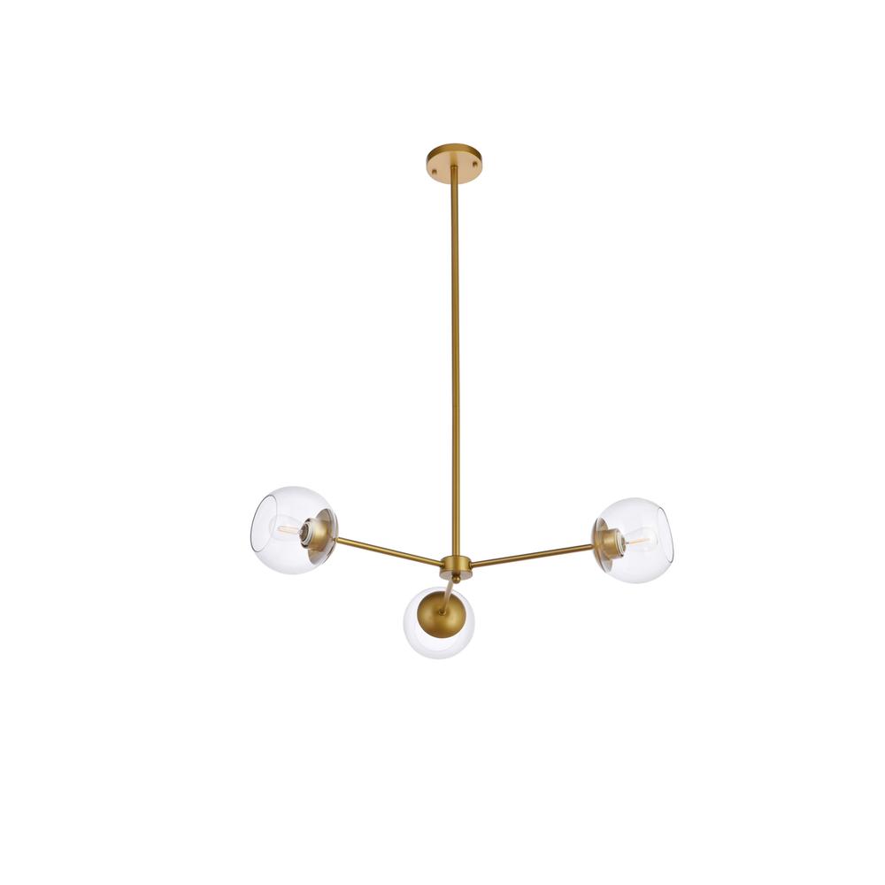 Briggs 32 inch pendant in brass with clear shade