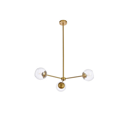 Briggs 32 inch pendant in brass with clear shade