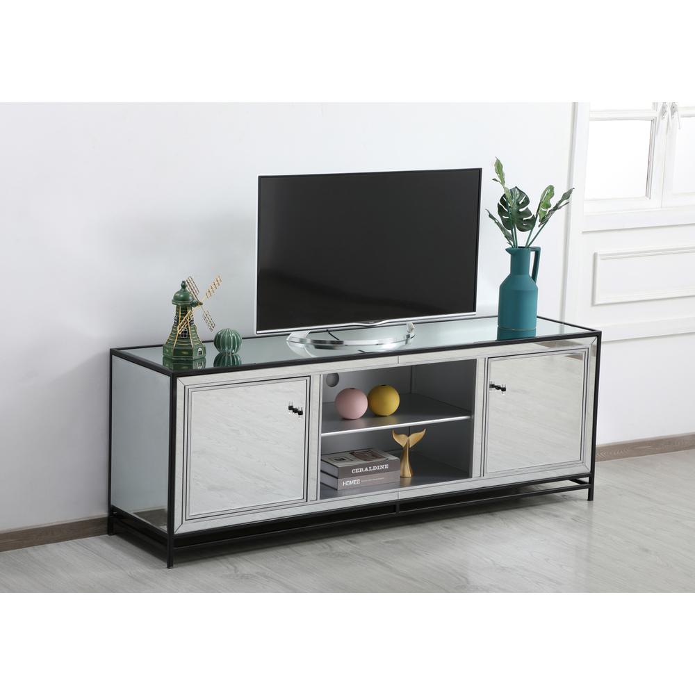 James 72 in. mirrored tv stand in black
