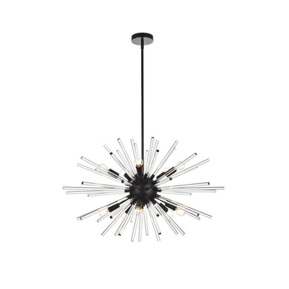 Sienna 32 inch crystal rod pendant in black
