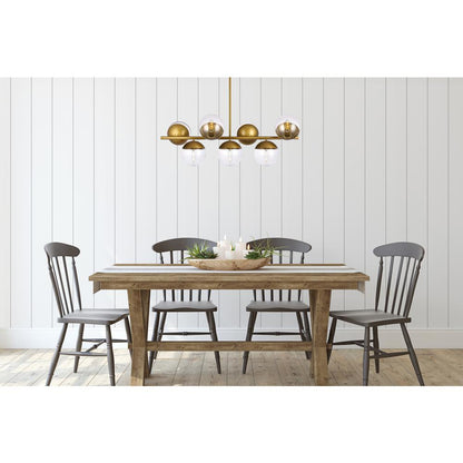 Eclipse 7 Lights Brass Pendant With Clear Glass