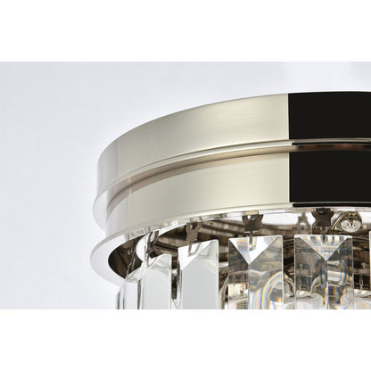 Sydney 3 light polished nickel Flush Mount Clear Royal Cut Crystal