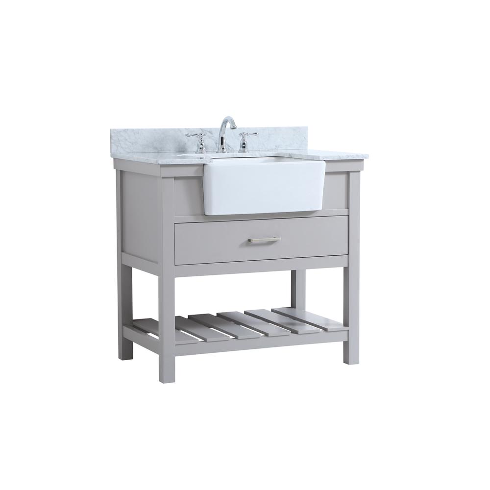 36 inch Single bathroom vanity in grey with backsplash