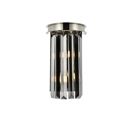 Sydney 2 light polished nickel Wall Sconce Silver Shade (Grey) Royal Cut Crystal