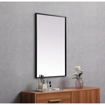 Metal Frame Rectangle Mirror 24x36 Inch in Black