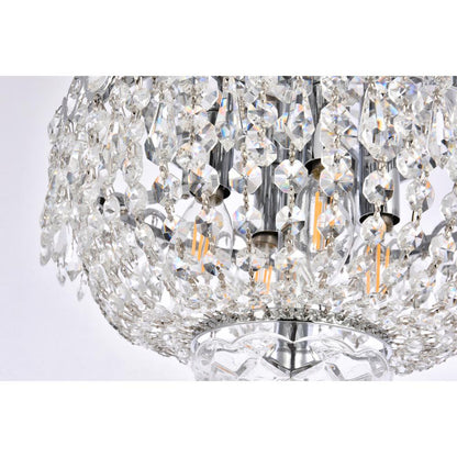Century 4 light Chrome Flush Mount Clear Royal Cut Crystal