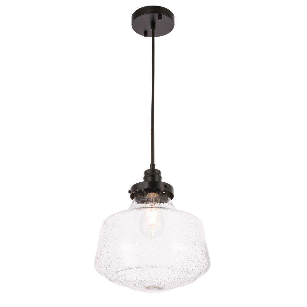 Lyle 1 light Black and Clear seeded glass pendant