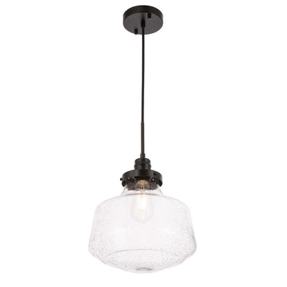 Lyle 1 light Black and Clear seeded glass pendant