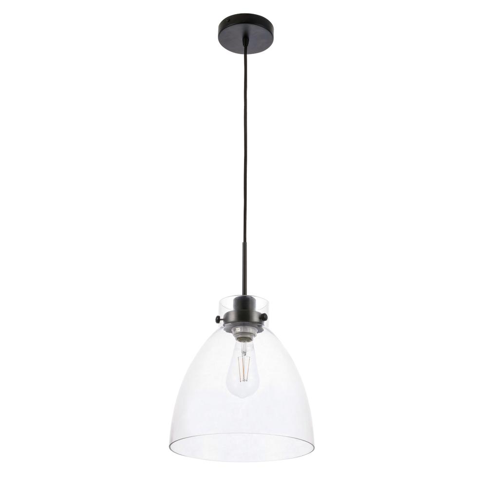 Frey 1 light Black and Clear glass pendant