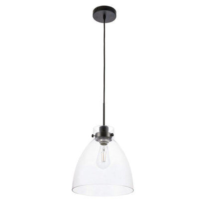 Frey 1 light Black and Clear glass pendant