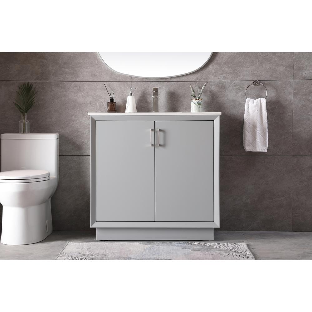 36 Inch SIngle Bathroom Vanity In Grey