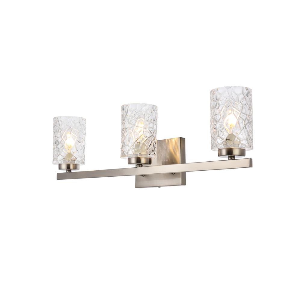 Cassie 3 lights bath sconce in satin nickel with clear shade