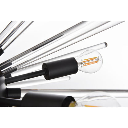 Sienna 32 inch crystal rod pendant in black