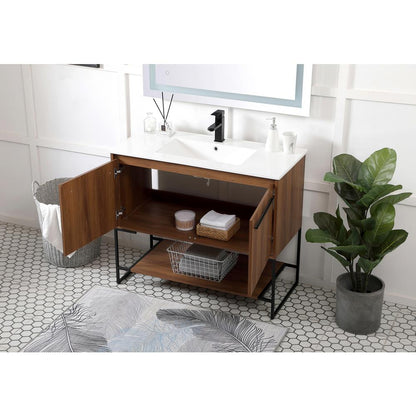 40 inch  Single Bathroom Vanity in Walnut Brown