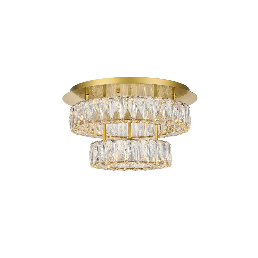 Monroe LED light gold Flush Mount Clear Royal Cut Crystal