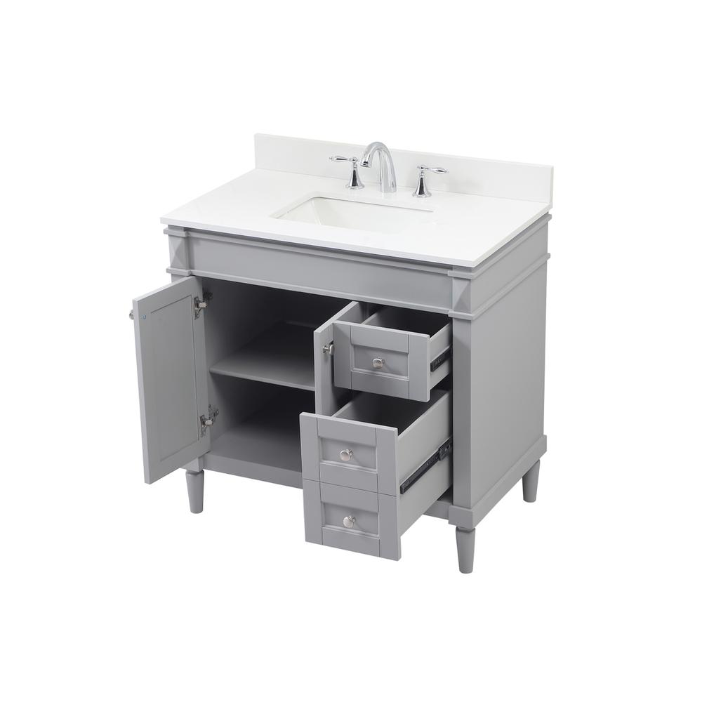 36 inch Single bathroom vanity in grey with backsplash